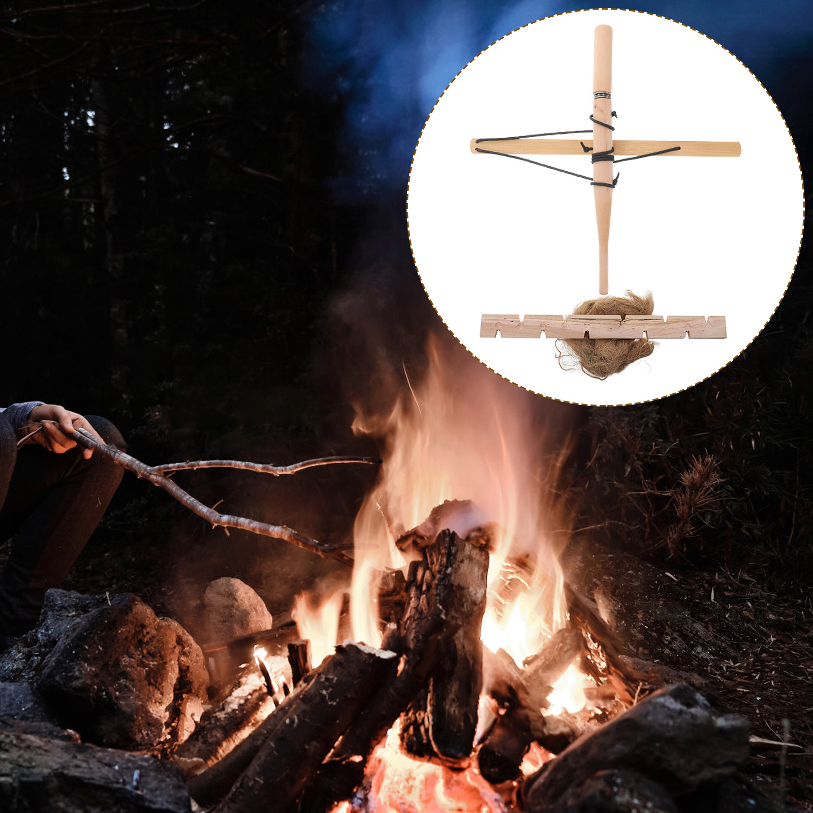 Outdoor Camping Fire - Accendifuoco Primitivo, Trapano a Arco, Campeggio