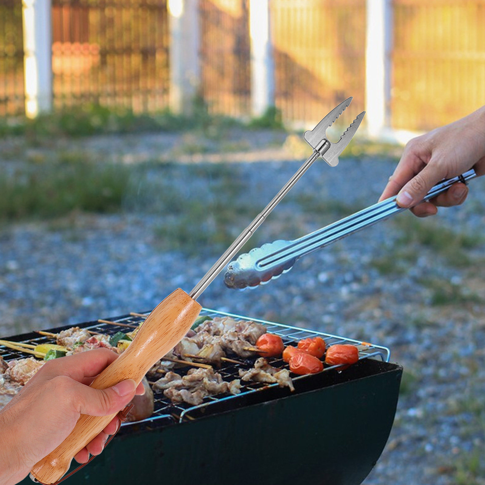 Outdoor Camping Fire - Forchette Telescopiche in Acciaio Inossidabile per