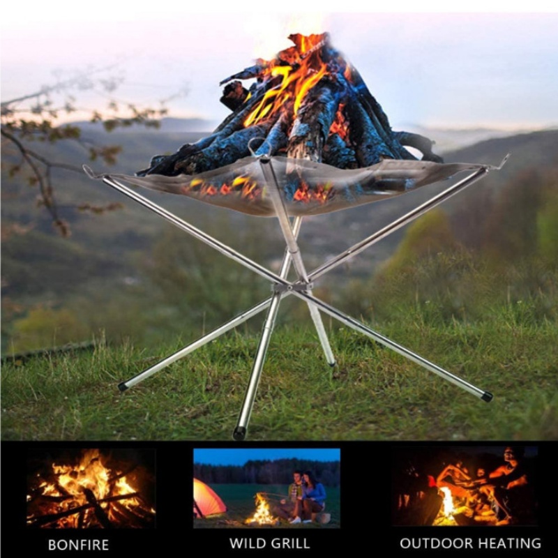 Outdoor Camping Wood Burning Stove - Griglia Portatile per Barbecue all'Aperto, Supporto