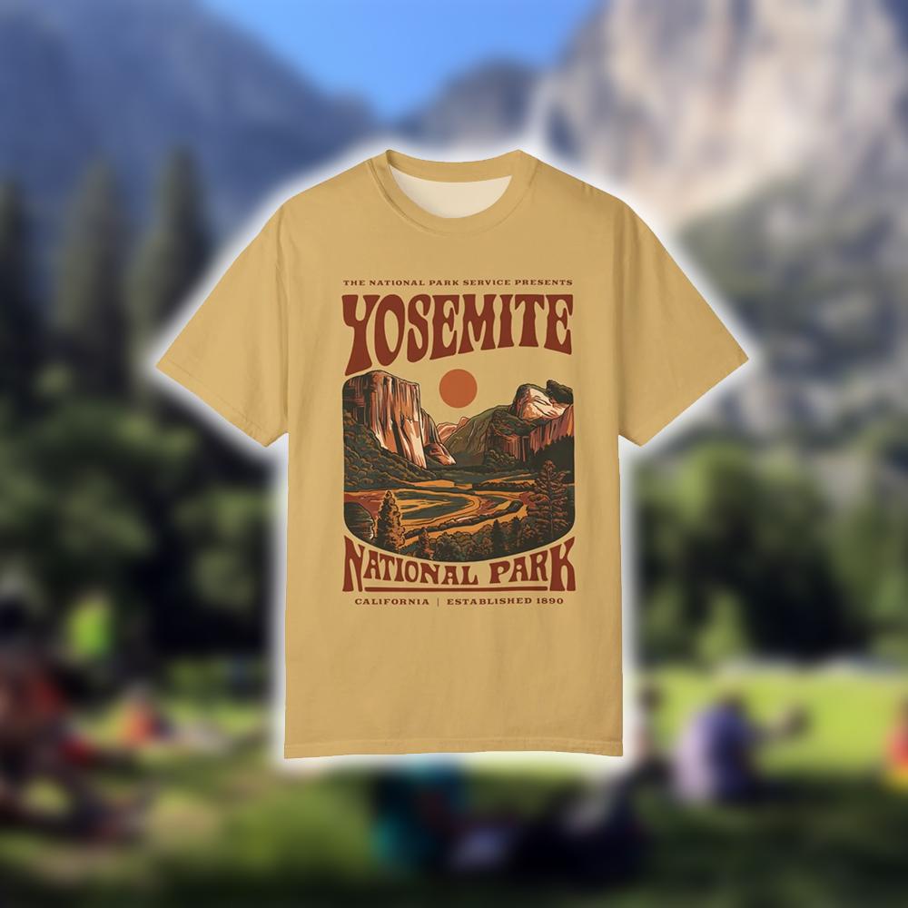 Outdoor Camping Yosemite - T-shirt con stampa vintage del Parco