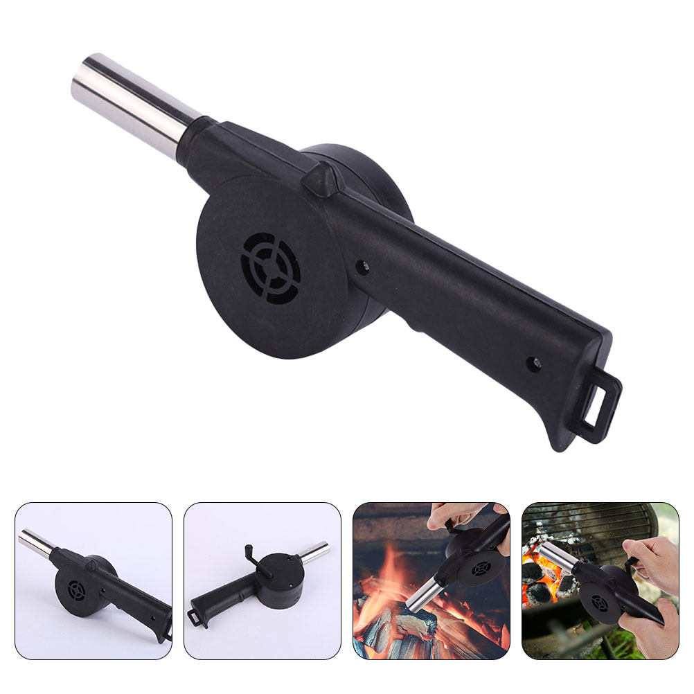 Outdoor Camping Fire - Ventilatore Manuale Nero a Manovella per