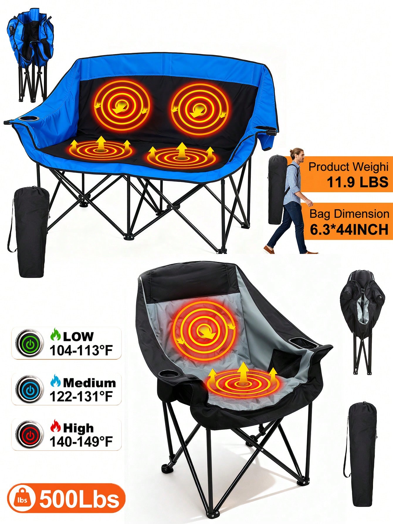 Sedia da Campeggio Riscaldata  - Outdoor Oversized Camping Chair recensione e prezzo