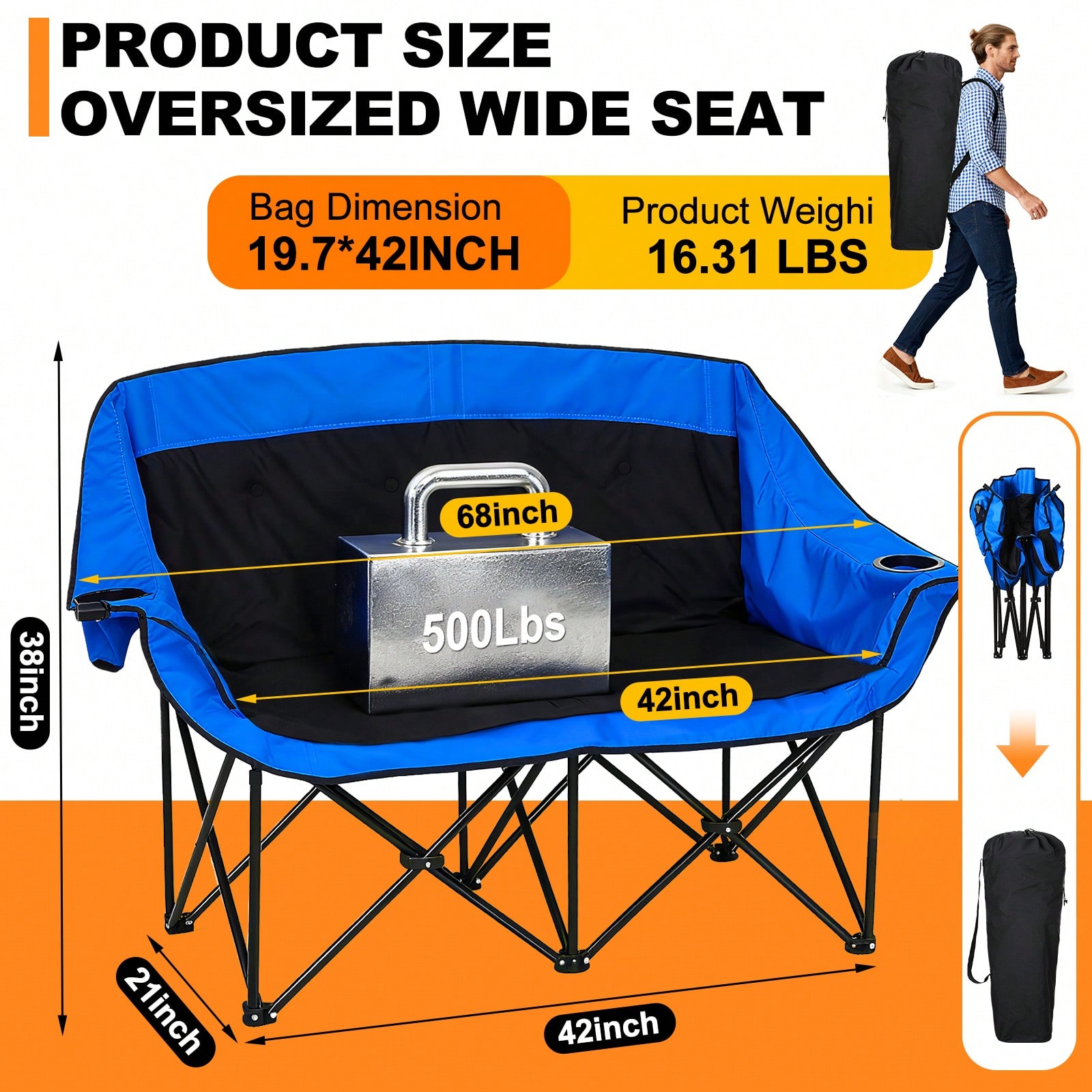 Sedia da Campeggio Riscaldata  - Outdoor Oversized Camping Chair recensione e prezzo
