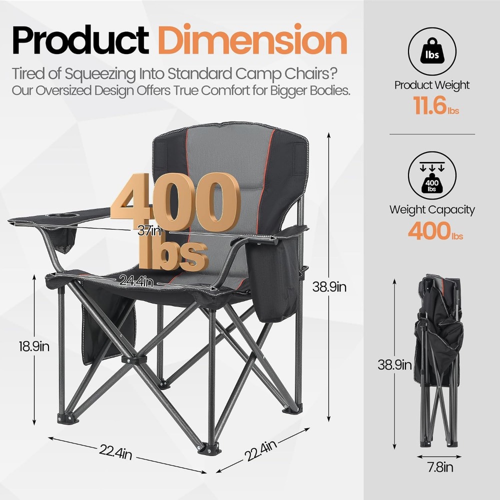 Set di 2 Sedie da Campeggio Pi - Outdoor Oversized Camping Chair recensione e prezzo