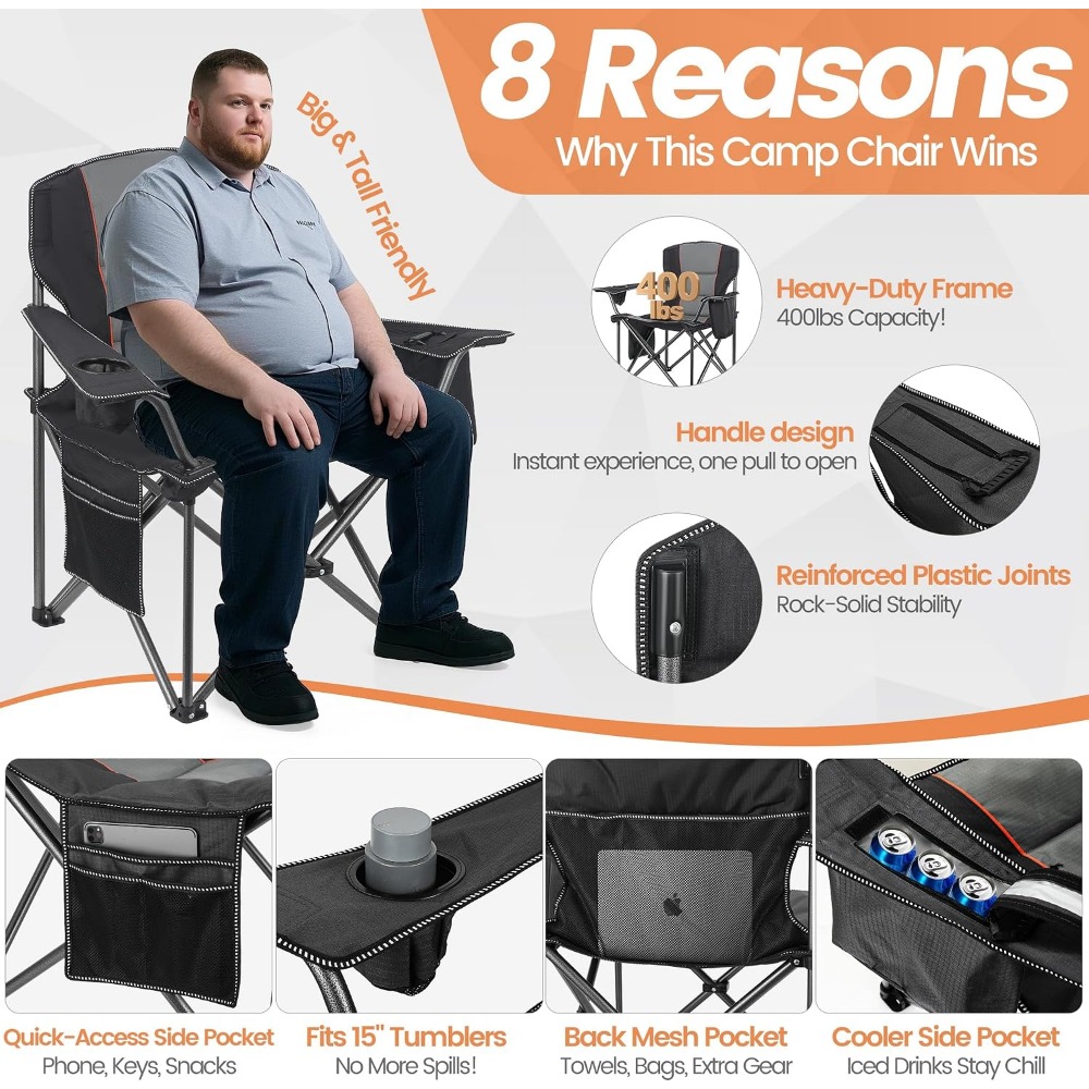Set di 2 Sedie da Campeggio Pi - Outdoor Oversized Camping Chair recensione e prezzo